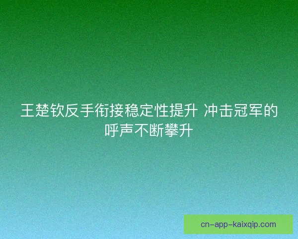 王楚钦反手衔接稳定性提升 冲击冠军的呼声不断攀升